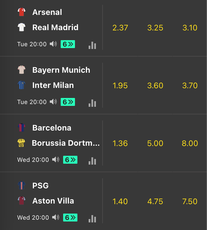 Bet365 UEFA matches