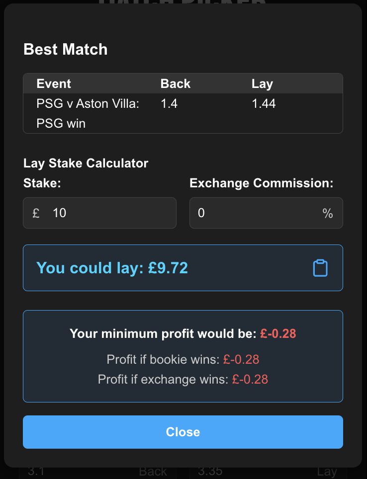 MatchedEdge match picker results